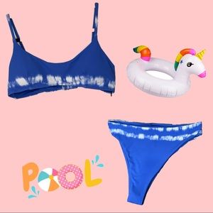 Garage blue tie dye high waste tiny bikini